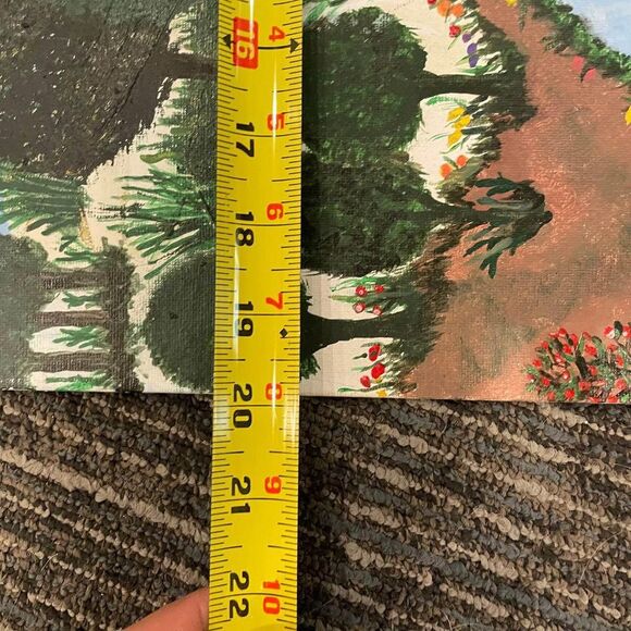 Original Hand Painted Painting Creek River Sun Trees Nature Sky 20x16 - HN - Picture 2 of 3